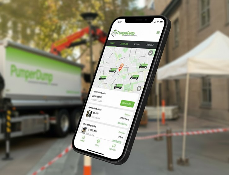 PumperDump job-tracking app on site